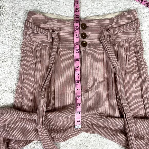 Free People Rumors Harem High Waist Belted Tie at Waist Pants Boho Cotton Mauve - Picture 10 of 13